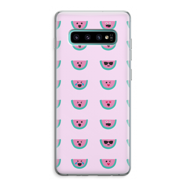 Smiley watermeloenprint: Samsung Galaxy S10 Plus Transparant Hoesje