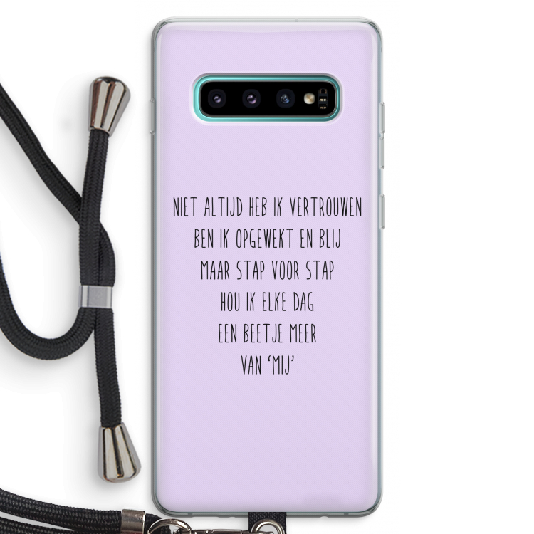 Zelfvertrouwen: Samsung Galaxy S10 Plus Transparant Hoesje met koord