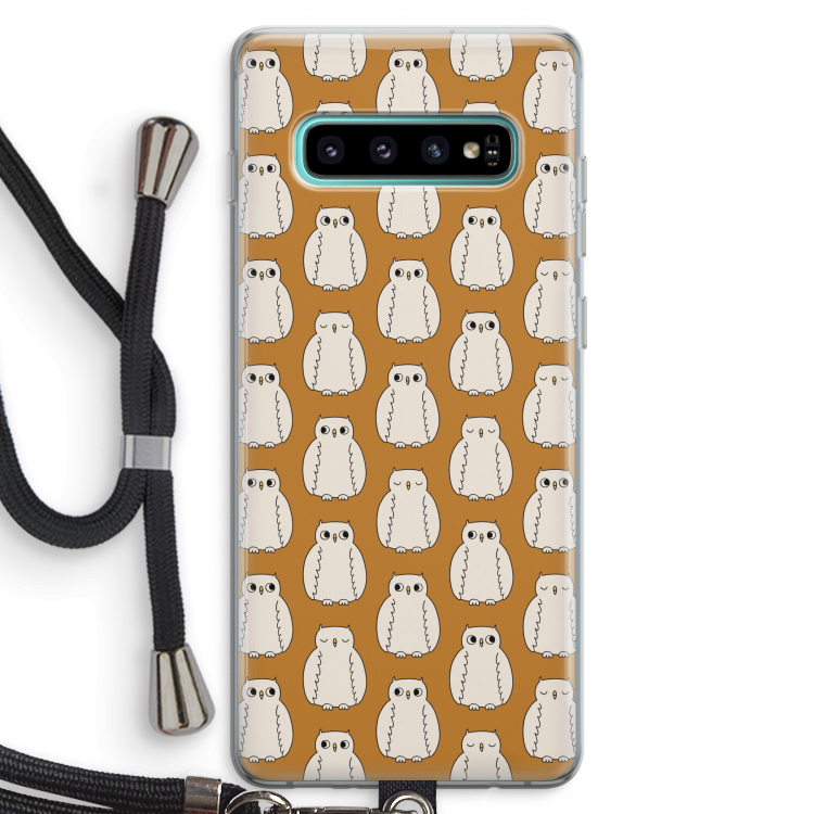 Uilen: Samsung Galaxy S10 Plus Transparant Hoesje met koord
