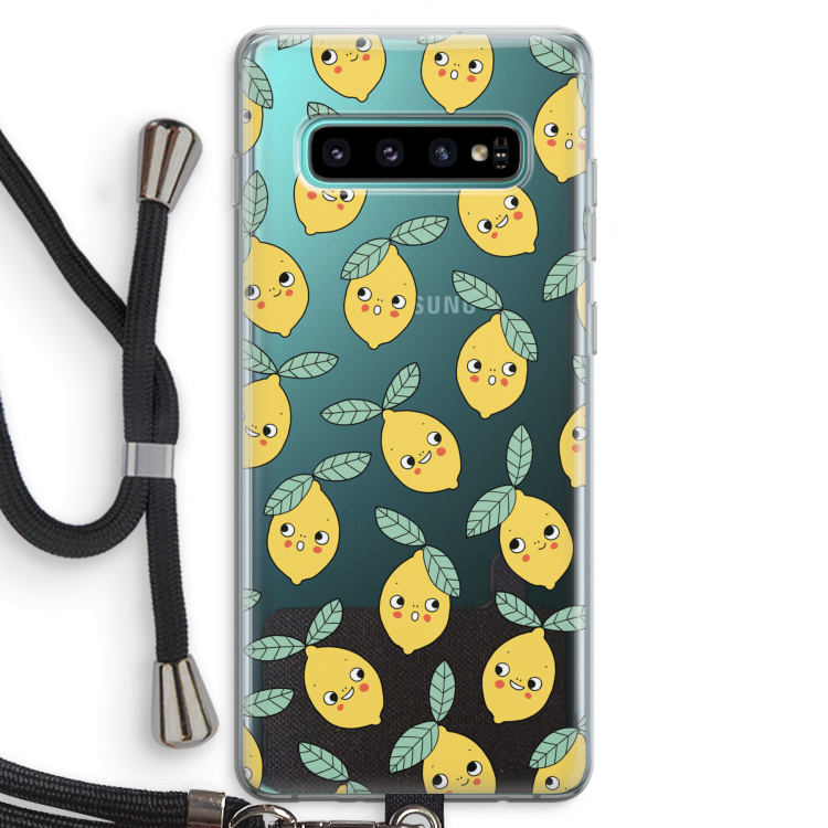 Citroenen: Samsung Galaxy S10 Plus Transparant Hoesje met koord