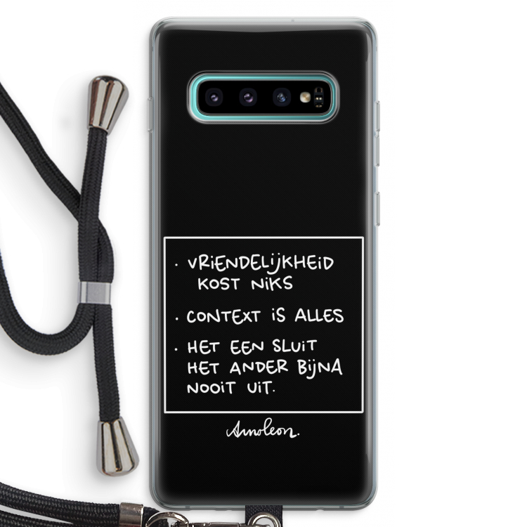 Mijn Motto's: Samsung Galaxy S10 Plus Transparant Hoesje met koord