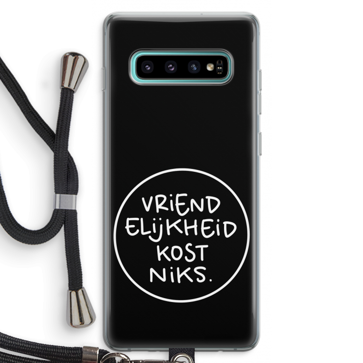 Vriendelijkheid: Samsung Galaxy S10 Plus Transparant Hoesje met koord