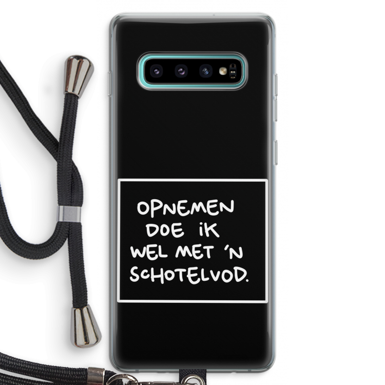 Schotelvod: Samsung Galaxy S10 Plus Transparant Hoesje met koord