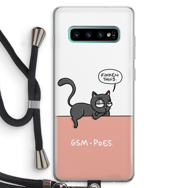 GSM poes: Samsung Galaxy S10 Plus Transparant Hoesje met koord