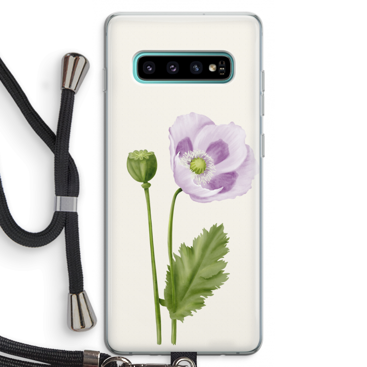 Purple poppy: Samsung Galaxy S10 Plus Transparant Hoesje met koord