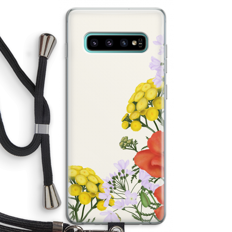 Wilde bloemen: Samsung Galaxy S10 Plus Transparant Hoesje met koord