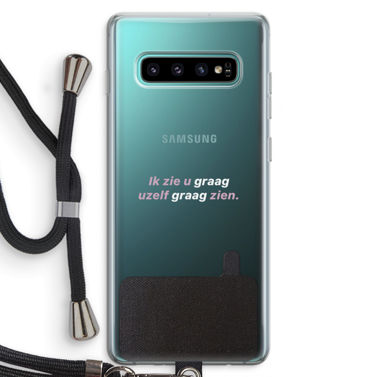 uzelf graag zien: Samsung Galaxy S10 Plus Transparant Hoesje met koord
