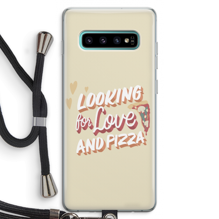 Pizza is the answer: Samsung Galaxy S10 Plus Transparant Hoesje met koord