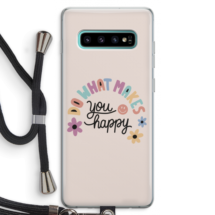Happy days: Samsung Galaxy S10 Plus Transparant Hoesje met koord