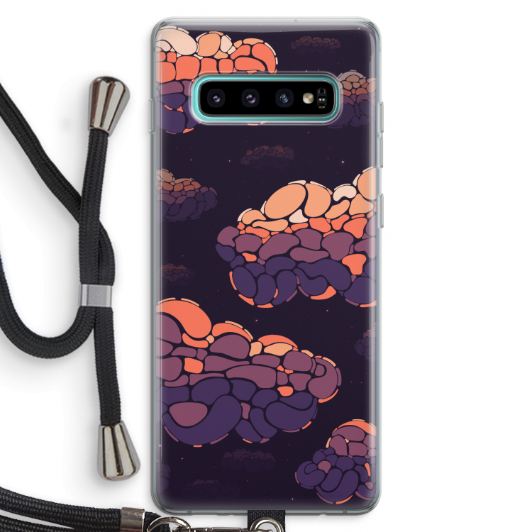 Patroon Wolken: Samsung Galaxy S10 Plus Transparant Hoesje met koord