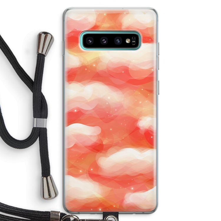 Lichte Wolken: Samsung Galaxy S10 Plus Transparant Hoesje met koord