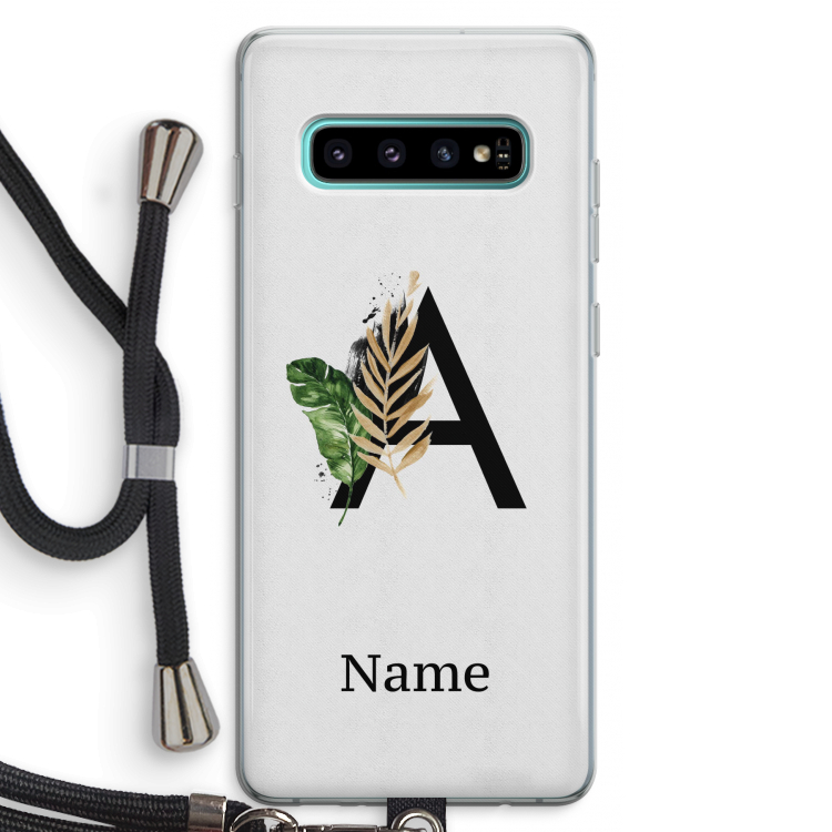 Charcoal Flora: Samsung Galaxy S10 Plus Transparant Hoesje met koord