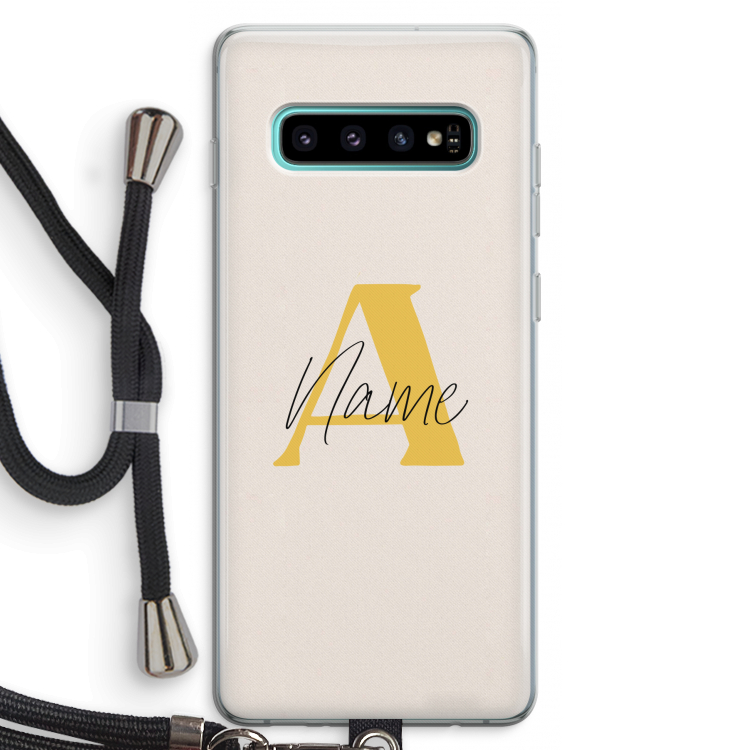 Amber Script: Samsung Galaxy S10 Plus Transparant Hoesje met koord