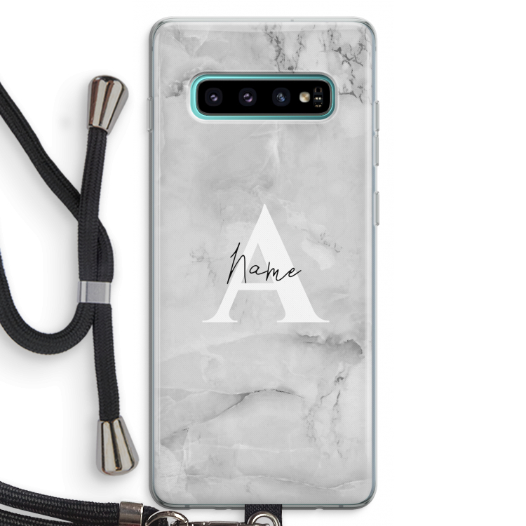 Ivory Marble: Samsung Galaxy S10 Plus Transparant Hoesje met koord