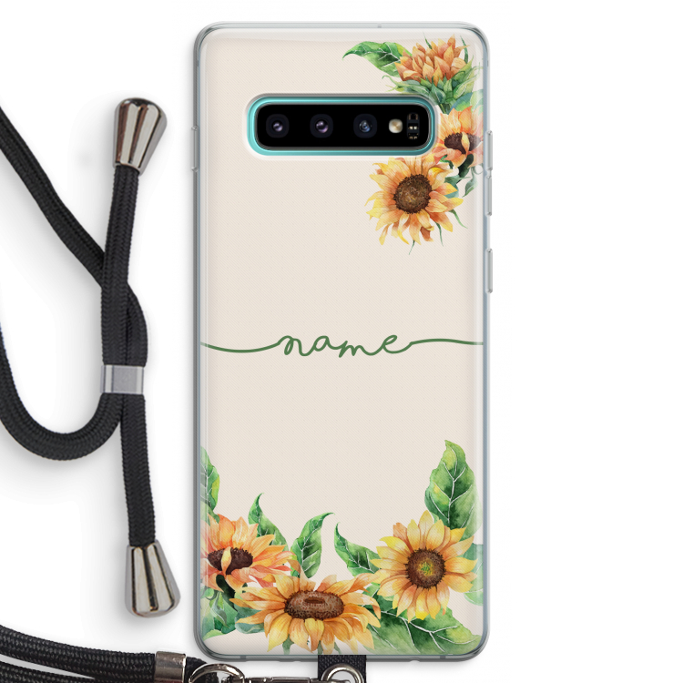 Zonnebloemen: Samsung Galaxy S10 Plus Transparant Hoesje met koord