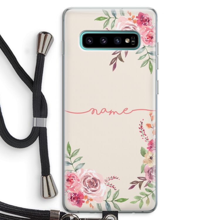 Rozen: Samsung Galaxy S10 Plus Transparant Hoesje met koord