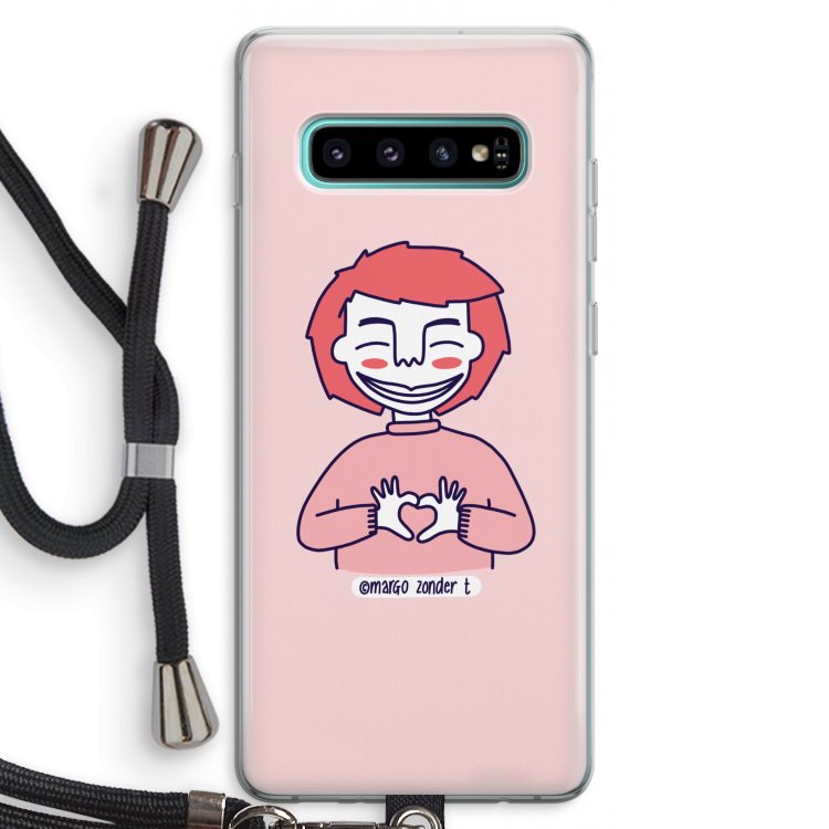 Hartje: Samsung Galaxy S10 Plus Transparant Hoesje met koord
