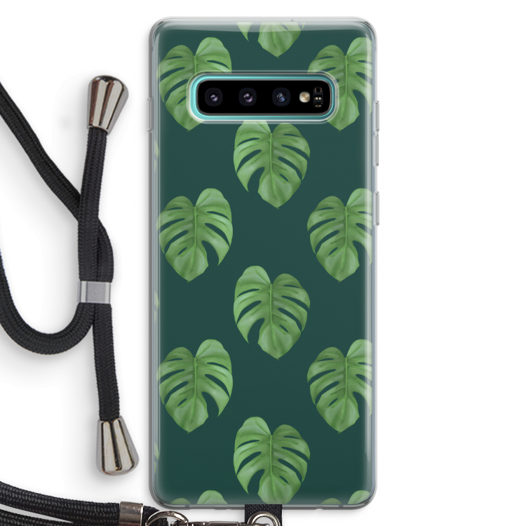 Monstera leaves: Samsung Galaxy S10 Plus Transparant Hoesje met koord