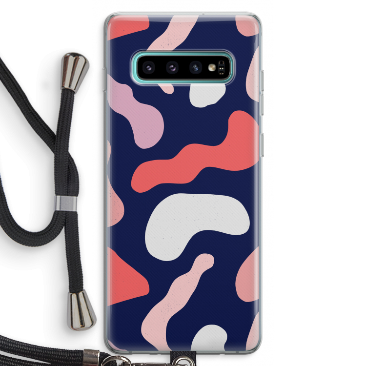 Memphis Shapes Pink: Samsung Galaxy S10 Plus Transparant Hoesje met koord