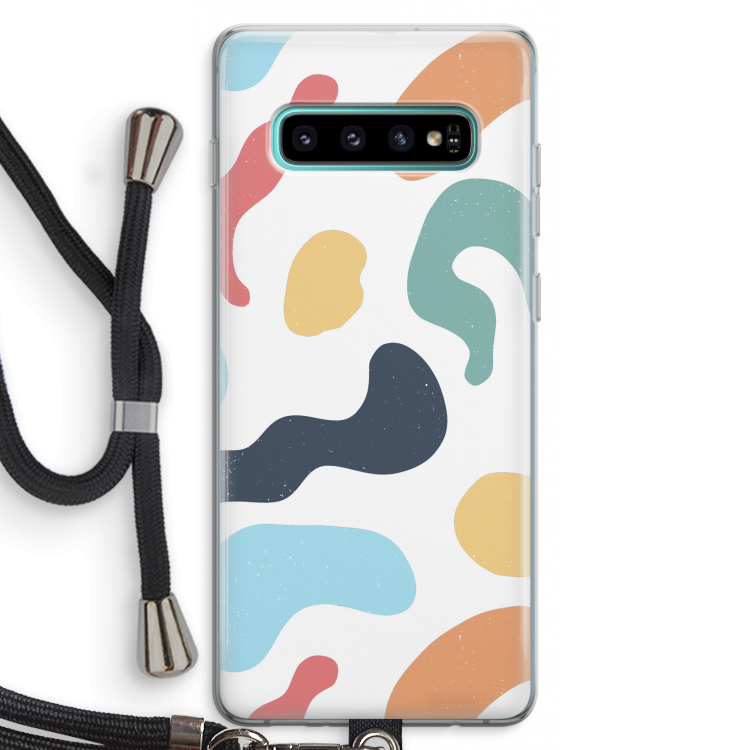 Memphis Shapes Blue: Samsung Galaxy S10 Plus Transparant Hoesje met koord