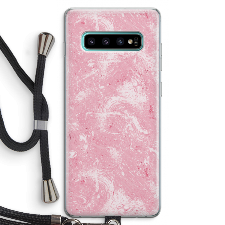 Abstract Painting Pink: Samsung Galaxy S10 Plus Transparant Hoesje met koord