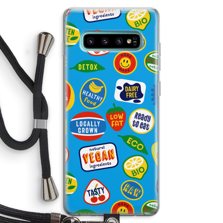 Fruitsticker: Samsung Galaxy S10 Plus Transparant Hoesje met koord