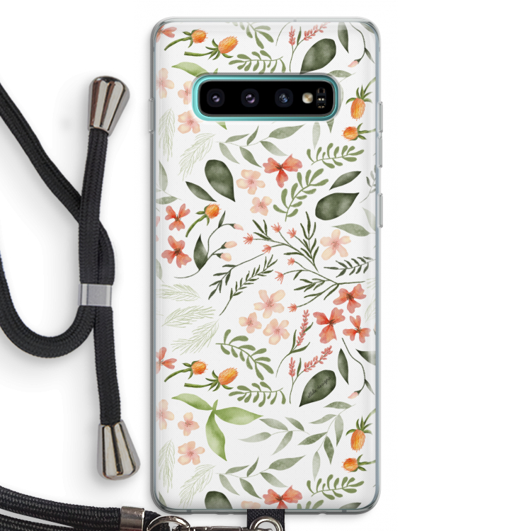 Sweet little flowers: Samsung Galaxy S10 Plus Transparant Hoesje met koord