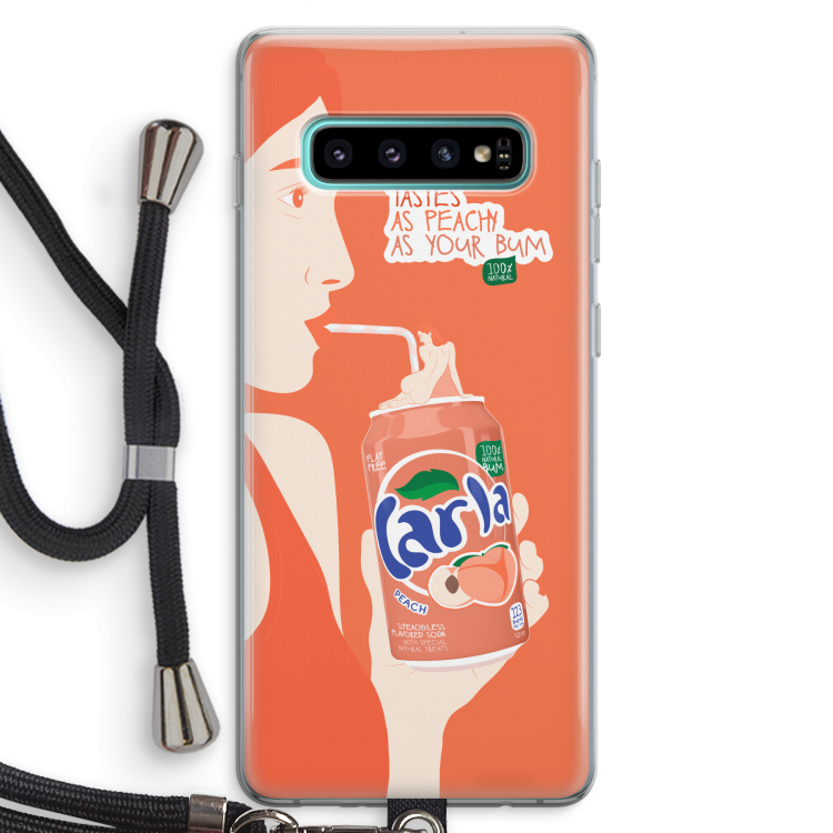 Peach please!: Samsung Galaxy S10 Plus Transparant Hoesje met koord