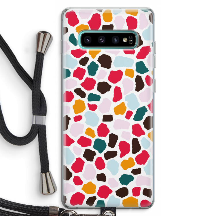 Colored Giraffe: Samsung Galaxy S10 Plus Transparant Hoesje met koord