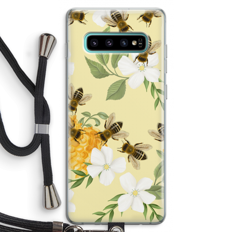 No flowers without bees: Samsung Galaxy S10 Plus Transparant Hoesje met koord