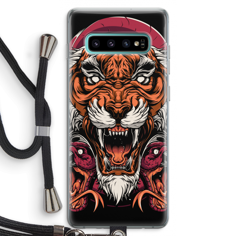 Tiger and Rattlesnakes: Samsung Galaxy S10 Plus Transparant Hoesje met koord