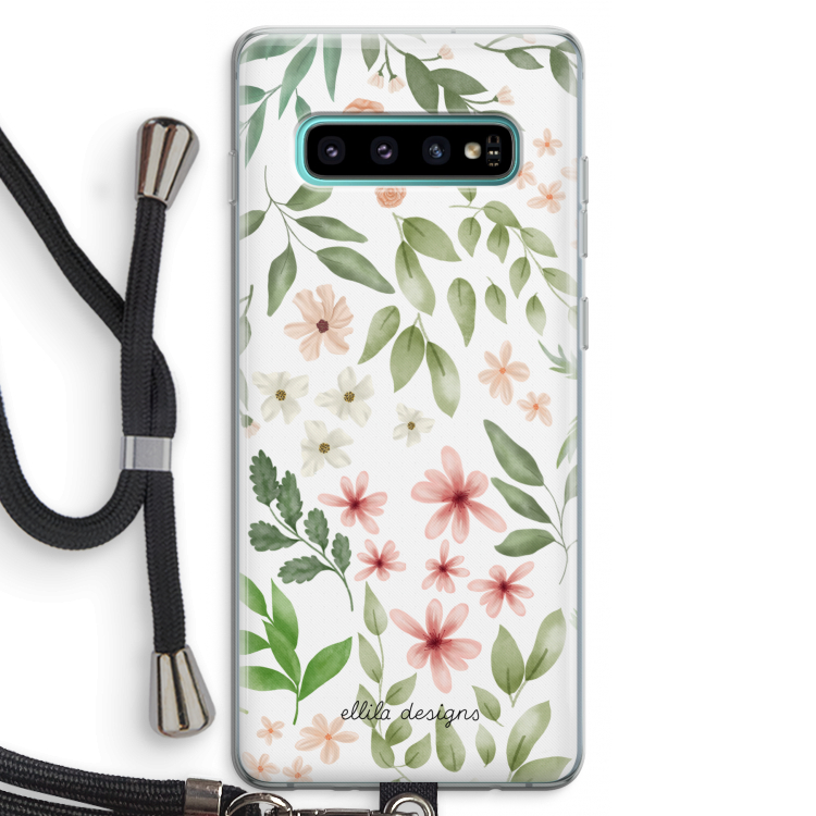 Botanical sweet flower heaven: Samsung Galaxy S10 Plus Transparant Hoesje met koord