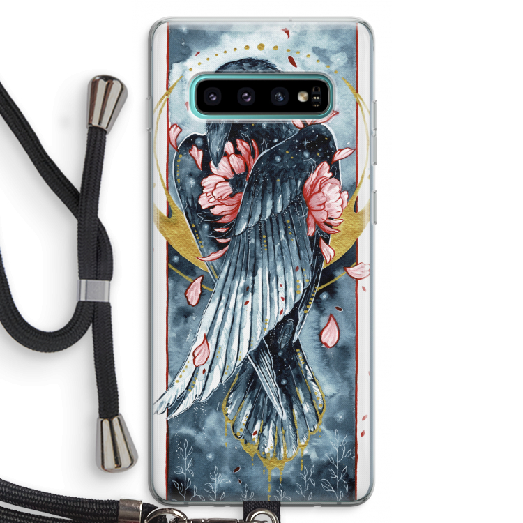 Golden Raven: Samsung Galaxy S10 Plus Transparant Hoesje met koord