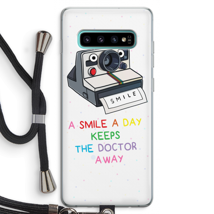 Smile: Samsung Galaxy S10 Plus Transparant Hoesje met koord