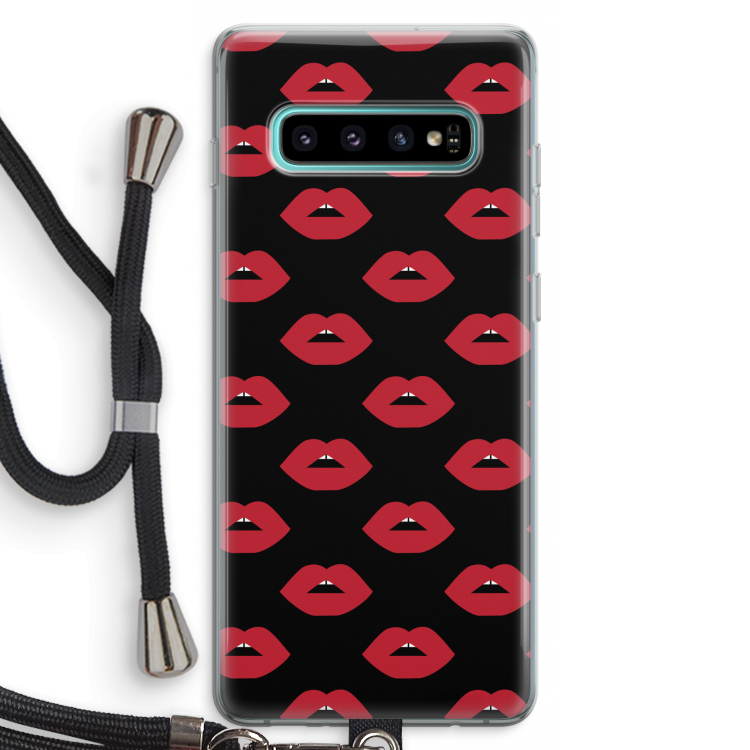 Lips: Samsung Galaxy S10 Plus Transparant Hoesje met koord
