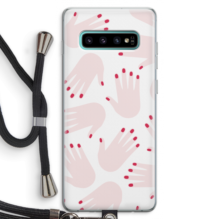 Hands pink: Samsung Galaxy S10 Plus Transparant Hoesje met koord