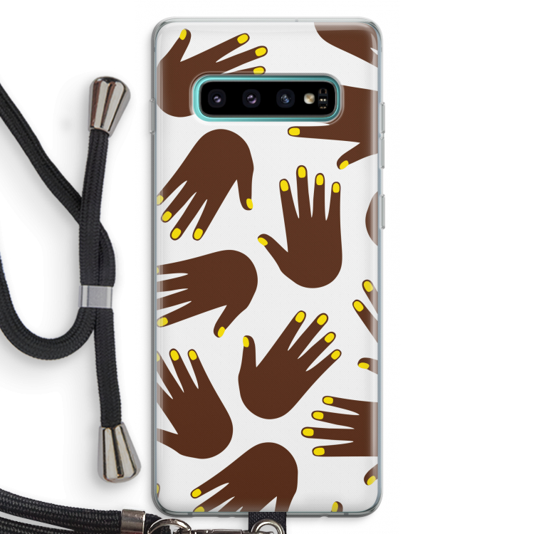 Hands dark: Samsung Galaxy S10 Plus Transparant Hoesje met koord