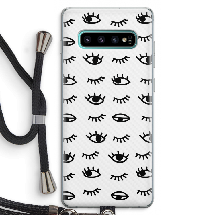 Eye pattern #2: Samsung Galaxy S10 Plus Transparant Hoesje met koord