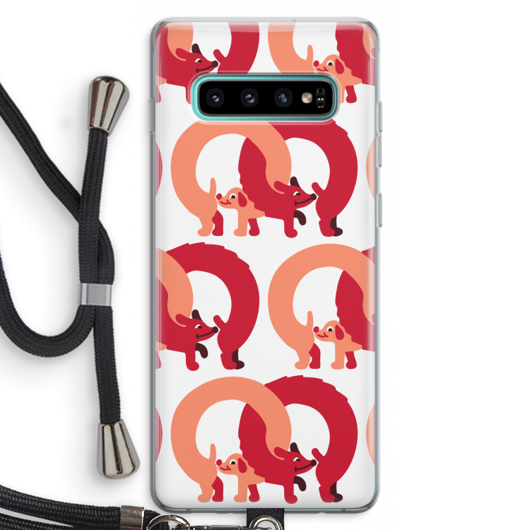 Dogs: Samsung Galaxy S10 Plus Transparant Hoesje met koord