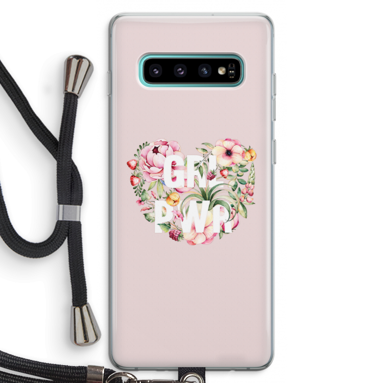 GRL PWR Flower: Samsung Galaxy S10 Plus Transparant Hoesje met koord