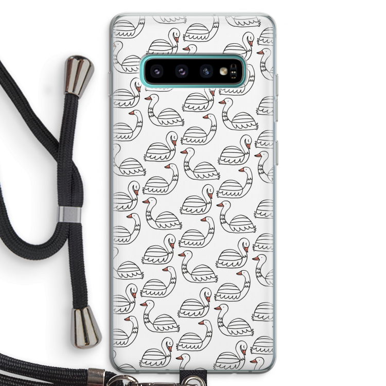 Zwanen: Samsung Galaxy S10 Plus Transparant Hoesje met koord