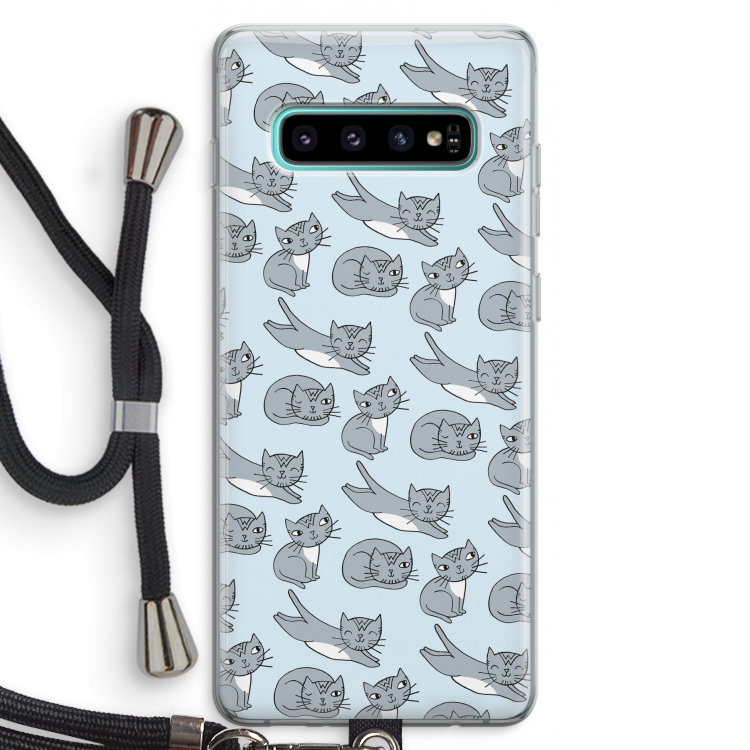 Poezen: Samsung Galaxy S10 Plus Transparant Hoesje met koord