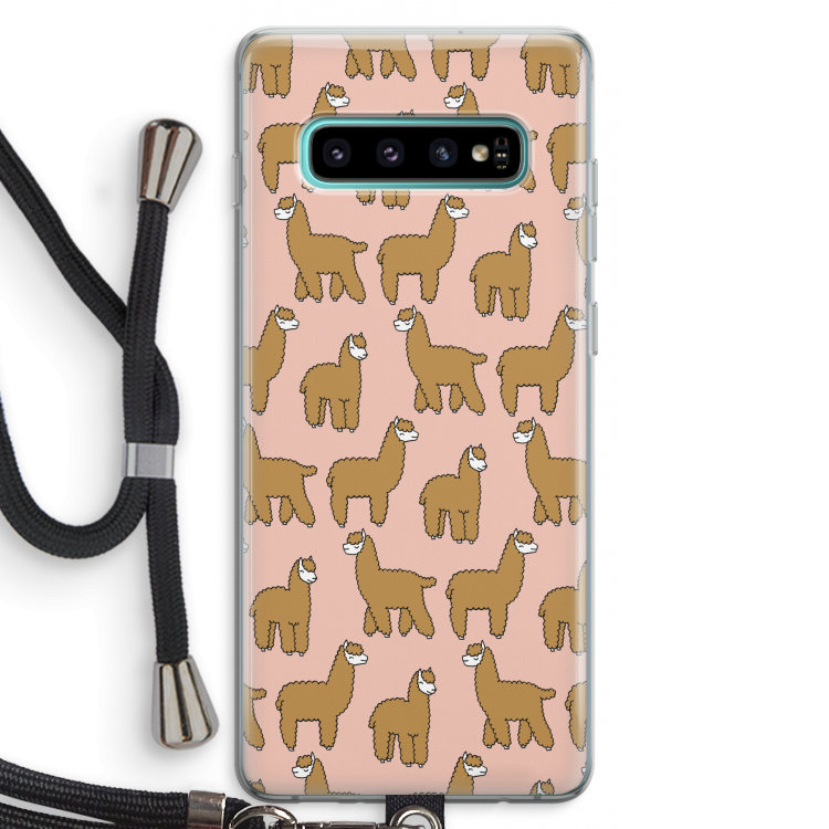 Alpacas: Samsung Galaxy S10 Plus Transparant Hoesje met koord