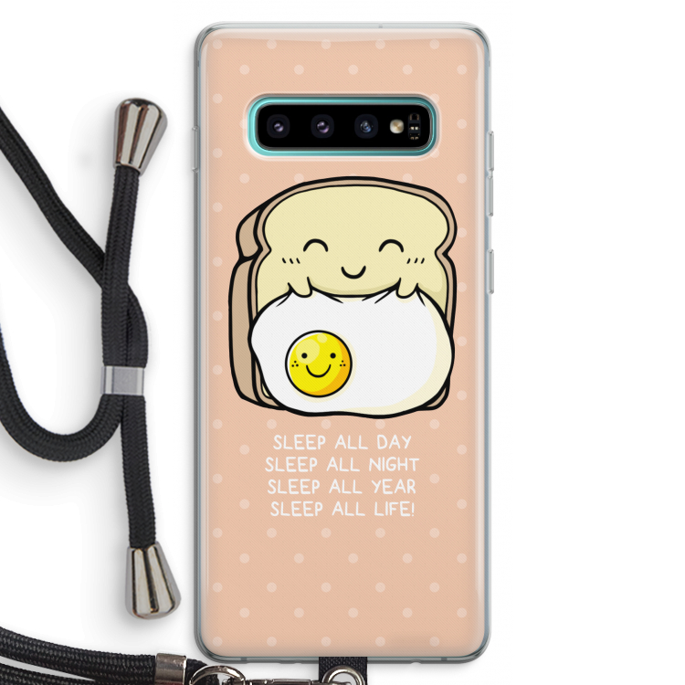 Sleep All Day: Samsung Galaxy S10 Plus Transparant Hoesje met koord