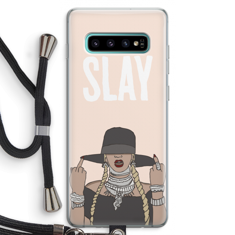 Slay All Day: Samsung Galaxy S10 Plus Transparant Hoesje met koord
