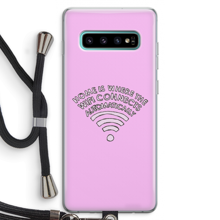 Home Is Where The Wifi Is: Samsung Galaxy S10 Plus Transparant Hoesje met koord