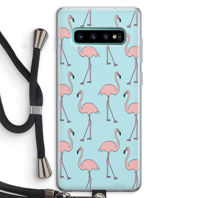 Anything Flamingoes: Samsung Galaxy S10 Plus Transparant Hoesje met koord