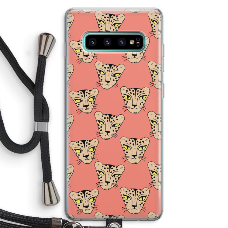 Tijger: Samsung Galaxy S10 Plus Transparant Hoesje met koord