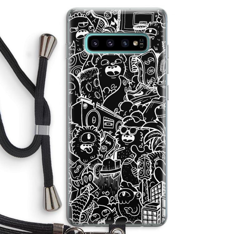 Vexx Black City : Samsung Galaxy S10 Plus Transparant Hoesje met koord