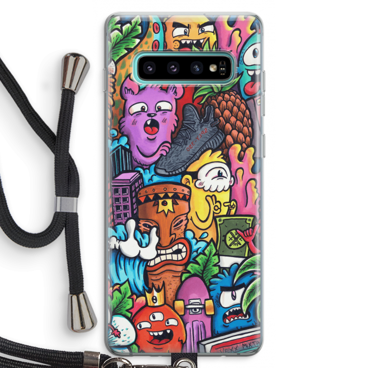 Vexx Mixtape: Samsung Galaxy S10 Plus Transparant Hoesje met koord